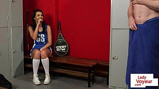 this uniformed british voyeur is teasing and instructing the guy to jerk off