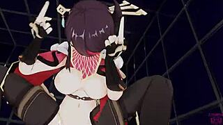 Masked bitch beidou rides intensely