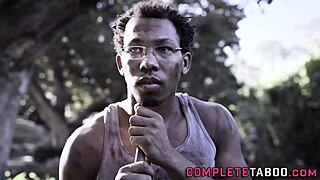 Teen skank eagerly sucks on a massive black cock for fun.