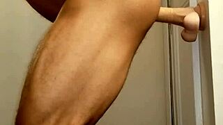 ivory white twink enjoys bisexual fun with dildo in the shower