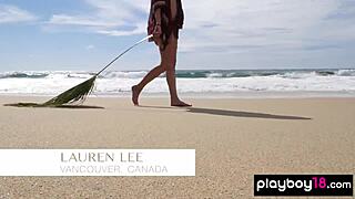 Busty inked beauty, rip off that bikini and strip on the beach for me