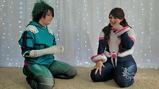 Hey, wanna see two hot lesbians in wild costumes banging with a monster cock in POV?