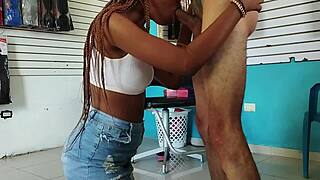 Tired employee wakes up breastfeeding and oral from a knowledgeable lover