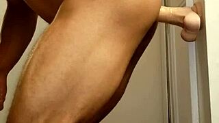 ivory white twink enjoys bisexual fun with dildo in the shower