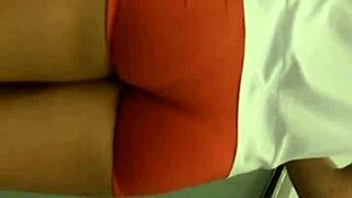 hot girl shows nice ass in tight shorts while shopping outdoors