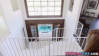 Petite Teen 18+ Gets Spitroasted by Big Cocks, Receiving Cum in Mouth