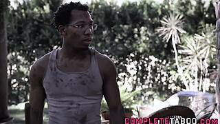 Teen skank eagerly sucks on a massive black cock for fun.