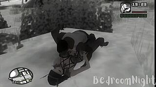 Santa Claus Bent Over In Snowy Christmas