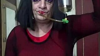 shy bisexual crossdresser fills himself up in homemade fun