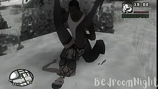 Santa Claus Bent Over In Snowy Christmas