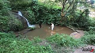 Black Novice Making Photos And Videos In The Stream