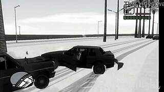 Santa Claus Bent Over In Snowy Christmas