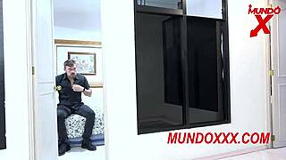 Blonde babe gives blowjob then takes hard doggy, cum on her big ass