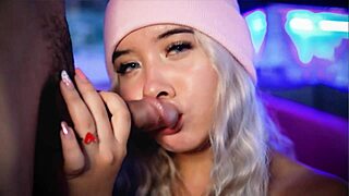 sexy blonde teen gives deepthroat blowjob with care 😘