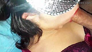 In this homemade video, a couple engages in intense face fucking and blowjob.