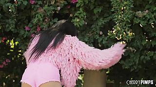 Raven Haired Babe Solo Masturbating Outdoors