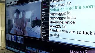 a sultry brunette maxine teases in lingerie, showing off big natural tits