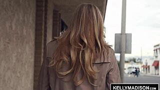 Out call babe Kelly Madison shows off her breasts out of doors
