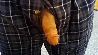 Open fly penis play continues with casual exposure