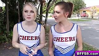 sexy cheerleaders are sharing the coach's big dick, what a group!