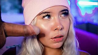 sexy blonde teen gives deepthroat blowjob with care 😘