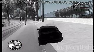 Santa Claus Bent Over In Snowy Christmas