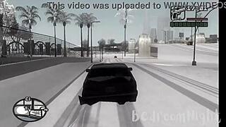 Santa Claus Bent Over In Snowy Christmas