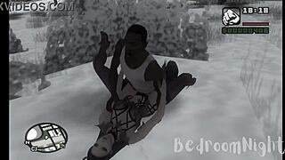 Santa Claus Bent Over In Snowy Christmas