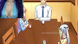 Husband consoles with stepdaughters in hentai orgy! 😈