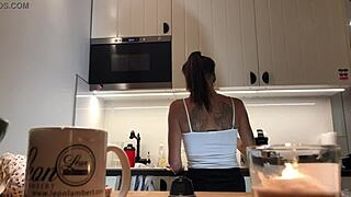 Perfect Pokies On Kitchen Cam? Braless Sylvia’s Amazing Nipples!