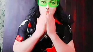 Twerking big white ass in crossdresser sissy style. What's behind this amateur gay show?