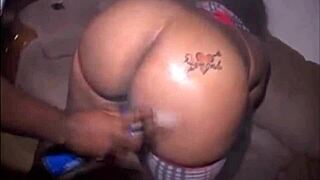 Ebony BBW In Cheap Motel Versus Intense Gangbang Action