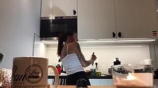 Perfect Pokies On Kitchen Cam? Braless Sylvia’s Amazing Nipples!