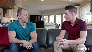 Many vigorous gay anal and deepthroat with hot bodybuilder in first scene of gay performance
