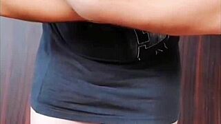 Twerking big white ass in crossdresser sissy style. What's behind this amateur gay show?