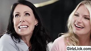 Blonde teen and milf facesit in lesbian threesome