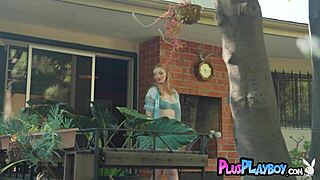 busty redhead maya kendrick poses hot in the garden