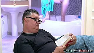 why does this babe bang a senior citizen after a steamy shower rimjob?