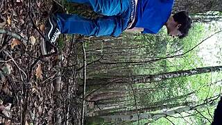 risky forest masturbation with a monster cock in nature