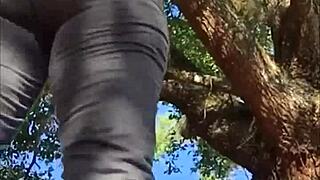 naughty slut masturbating outside in cute panties?