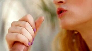 erotic hand and oral pleasuring contest with cum in mouth