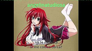 rias gremory whispers jerk off instructions in anime hentai style
