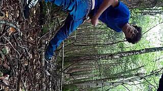 risky forest masturbation with a monster cock in nature