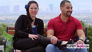 Swinger wives flash their big titties while getting blowjobs in the garden 🌸