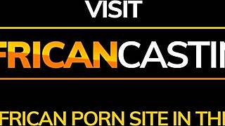 Thick Ebony Licking Ass and Getting Cum Shower on Casting