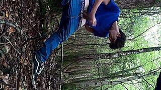 risky forest masturbation with a monster cock in nature