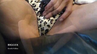 Sensual latina in lingerie and high heels teases alone