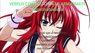 rias gremory whispers jerk off instructions in anime hentai style