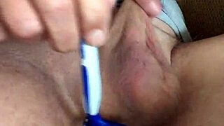 Shaved Pussy Close-Up with Precum and Masturbation