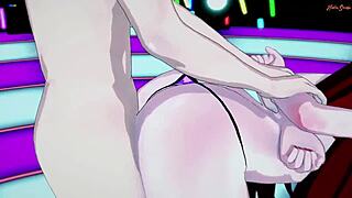 Brunette girlfriend rides cowgirl and gets creampied on stage